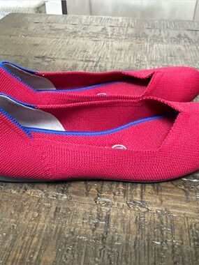 Rothys The Flat Shoes Womens Size 7 Cherry Red Knit Round Toe Ballet Washable